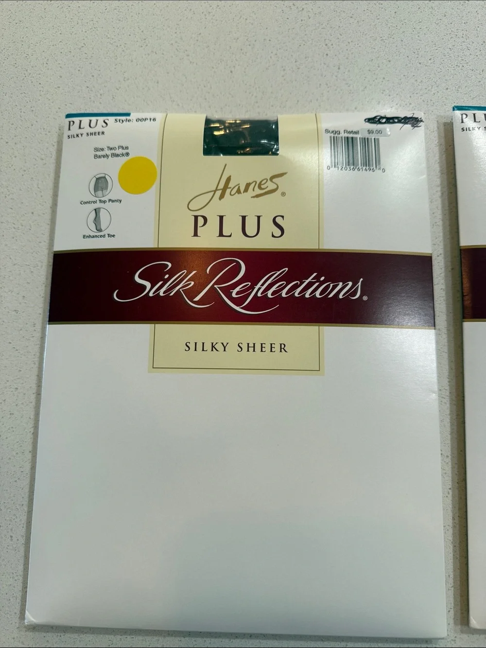 Hanes Plus Silk Reflections SilkySheer Pantyhose-2 Pack Size 2 Plus Barely Black
